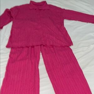 SHEIN Pink Button Down Shirt with Textured Fabric